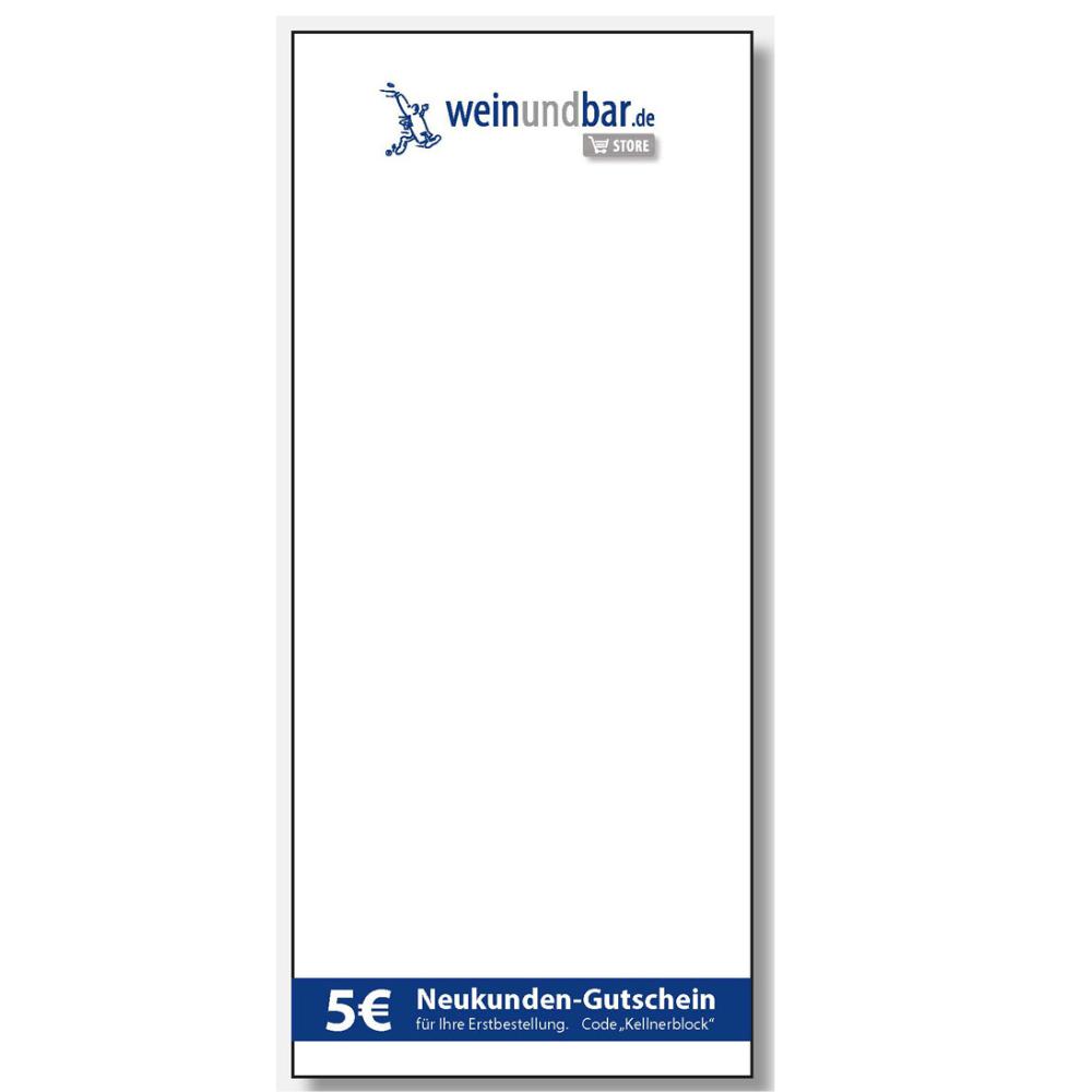 Kellnerblock weinundbar.de Format: 64x148mm Papier 80g 10er Pack