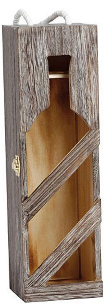 Flaschenbox Holz eckig, braun 35x11x10cm